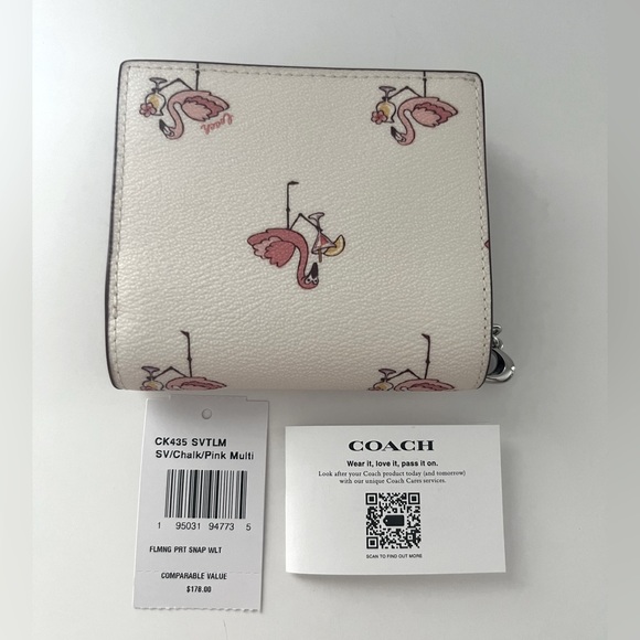 New Coach Snap Wallet With Flamingo Print - Picture 5 of 8